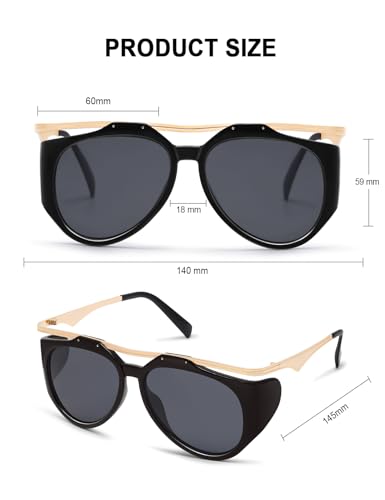 Retro Square Aviator Sunglasses for Women Men Trendy Oversized Sunglasses Vintage Irregular Shield Frame GM96044
