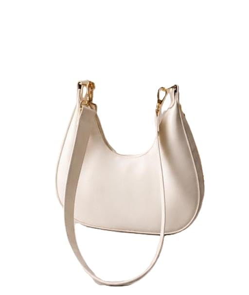 Ladies Trendy Sling Bag Solid Pattern PU Handbag Single Compartment Stylish Carry Bag Collection White-image-8