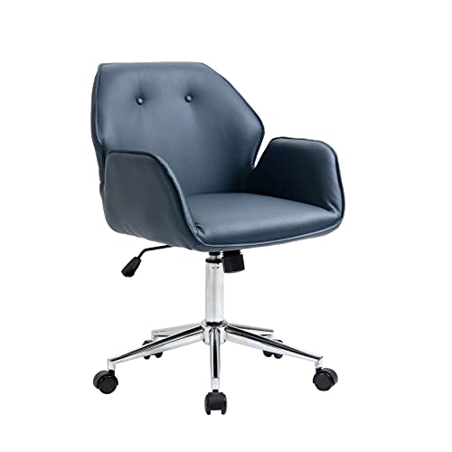 SEPNINE Chaise de Bureau Moderne en Cuir synthétique - Chaise de Bureau Ergonomique pivotante réglable en Hauteur (Bleu foncé) Cover