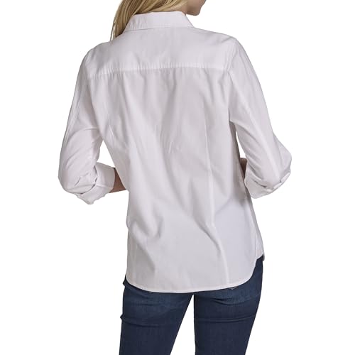 Image of Nautica Women's Button Front Long Sleeve Roll Tab Shirt