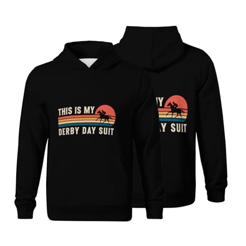 Kids Derby Day Horse Racing This Is My Derby Day Suit Boys Girls Lightweight Kangaroo Pocket Fleece Hoodies