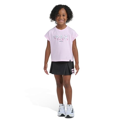 adidas Boys Box Tee & Pleated Skort Set, Pink/black, 3T
