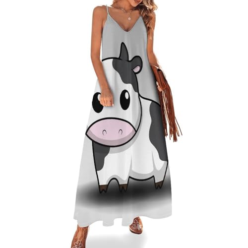 Robe maxi de plage motif vache dessin animé pour vos voyages d'été confortables