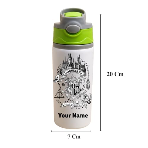 Image of Kids Personalised Water Bottle 600ml | Aluminium Cartoon Printed Bottle | Name Customisation | School Bottle | Durable & Leakproof|Customise Gift