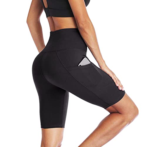 Desol Women's High Waist Yoga Shorts With Pockets - 8" Biker Shorts, Tummy Control, 77% Polyester 23% Spandex - View #2