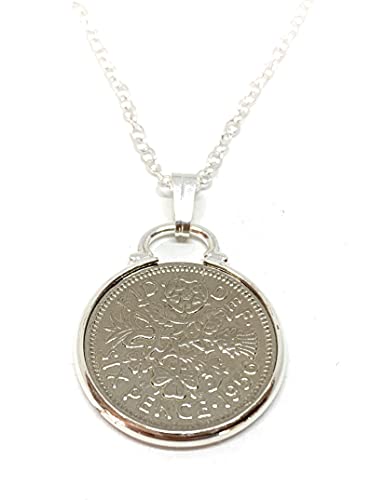 Cinch Pendentif 1956 Lucky Sixpence 62 ND Birthday Plus d'argent sterling 18 en chaîne Cover