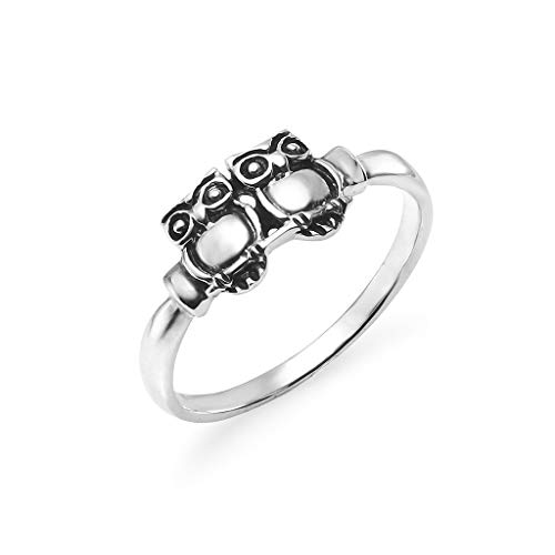Silverline Jewelry - 925 Sterling Silver Two Owls Ring, Animal Themed Jewelry Size 6