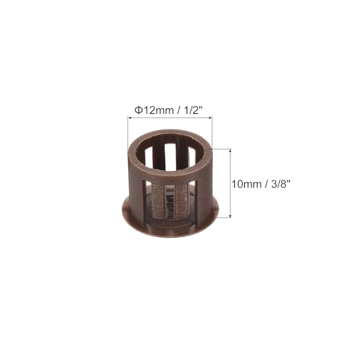 Image of MECCANIXITY 64PCS 12mm(1 /2 inch) Brown Plastic Hole Plugs, Flush Type Panel Hole Plugs Insert End Caps for Locking Hole Tubes Furniture Cabinet