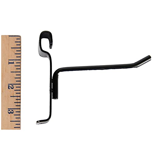 4 Inch Black Peg Hook For Wire Grid - 50 Pack - For Use With 3” On Center Wire Grid And Slat Grid Panels - Metal Display Hooks For Gridwall - Great For Retail, Convenience, And Thrift Stores #TOP3