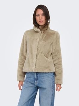 ONLY Kadın ONLNEWVIDA FAUX FUR JACKET CC OTW Dış Giyim, Koyu Bej