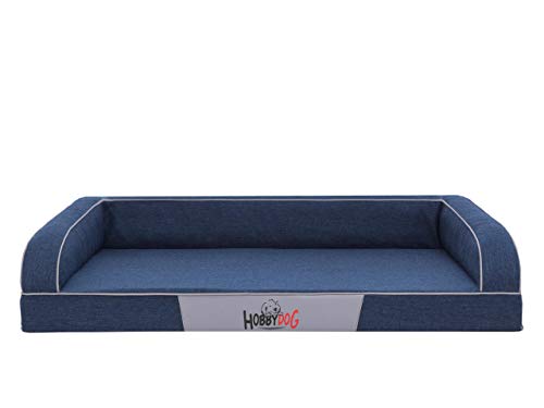 Bjird Panier pour Chien - Lit pour Chien, Housse en Cordura Amovible (Lavable à 30°) - Petits & Grands Chiens - Endroit pour Dormir, Accessoire Chien - 119 x 80 cm - Bleu Marine Cover