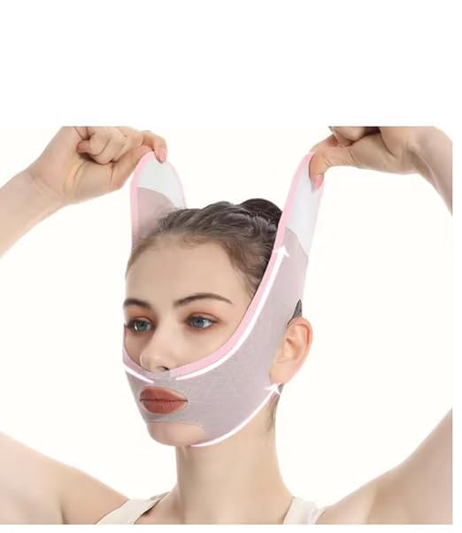 Facial Slimming Belt, Double Chin Reducer Reusable V-Shape Face Mask for Men & Women Facial Shaped UP Lift Belt, Slim Cheeks Lifting Jaw Line Shaper Anti Wrinkle Strap Elastic Face (1 Pcs) (109)-picture-14