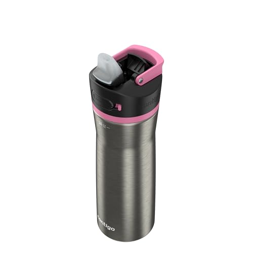 Image of Contigo Ashland Water Bottle, 24 oz, Stainless Steel w /Azalea