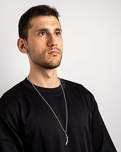Collier Pour Homme Gök-Türk Avec Pendentif épée Zülfikar - Chaîne Argentée 72 Cm, Inspiration Historique Turque
