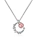 N / A Halskette Anhänger Zubehör Natürliche Erdbeer Kristall Rosa Perle Mond Anhänger Halskette Für Frauen Halloween Weihnachtsfeier Geburtstagsgeschenk