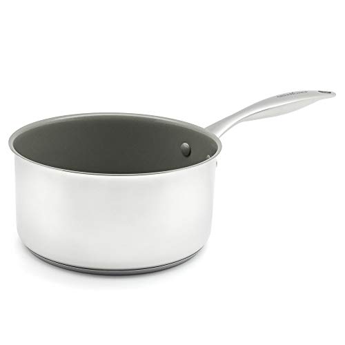 GreenChef Profile Plus Stielkasserolle mit Antihaftbeschichtung, Edelstahl, 20cm/2 Liter, PFAS-frei, Silber Cover