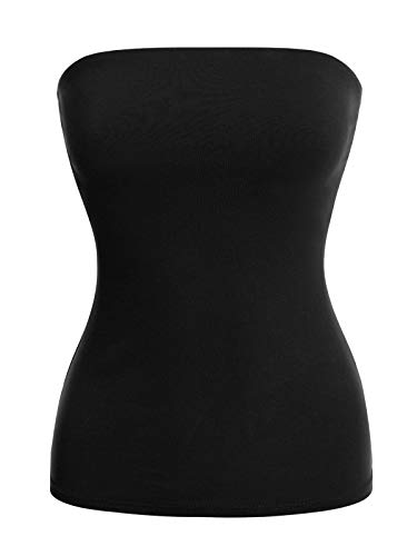 MixMatchy Women's Basic Casual Stretchy Long Bandeau Tube Top Strapless Undershirts2