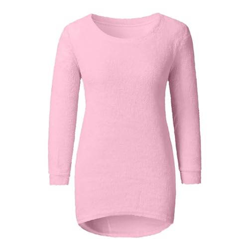 Womens Cute Sweaters Casual Crewneck Fleece Pullover Long Sleeve Thermal Soft Fuzzy Sweater Winter Clothes 20254