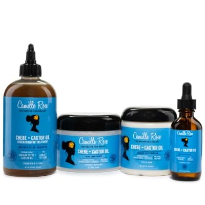 Camille Rose Black Castor Oil + Chebe Curl Cream 2-Pack – Buttercream Strengthening Texture Butter, Restores Moisture, Conditions, Softens, Improves Manageability, 8 Oz Ea