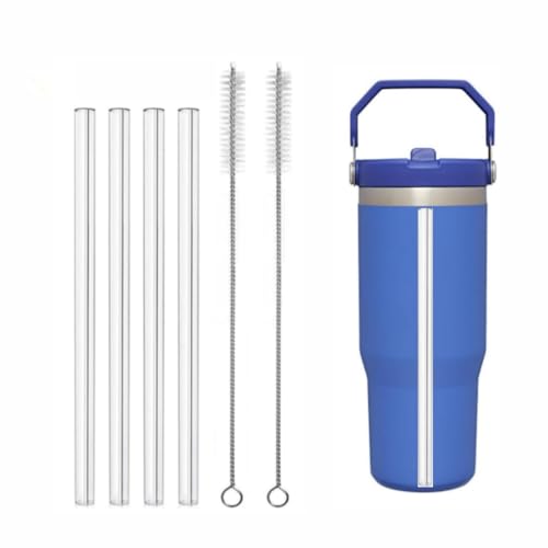 Replacement Straw Compatible with Stanley Iceflow 30oz Flip Tumbler, Reusable Clear Drinking Straws with Straw Cleaner Brush (Fit Iceflow Original Lid)