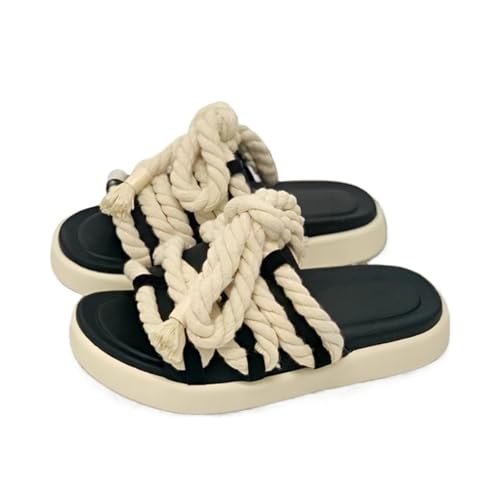 Womens Sandals Niche design retro style hemp rope woven slippers women's outdoor wear summer thick-soled casual open-toed sandals