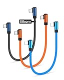 COOLSELL Right Angle Short USB C to C Cable 15/30/50cm, Soft Silicone 60W Fast Charging Type-C Charger Cable Compatible with iPhone 17/16 Samsung Galaxy S23 Google Pixel iPad for Power Bank/Car/Travel