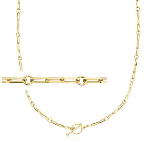 Ross-Simons 18kt Gold Over Sterling Charm-Compatible Paper Clip Link Toggle Necklace