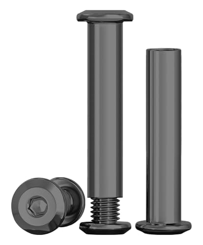 Drenky 10 Sets Connection Screws M8 Belt Buckle Binding Bolts Black 304 Stainless Steel Furniture Connector Bolts M8 X 40mm Sleeve Nuts for Bed Door