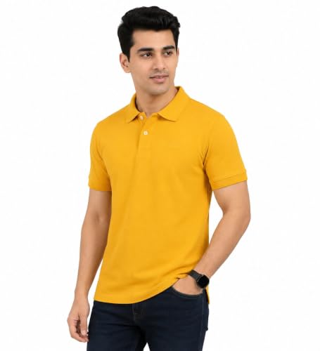 Image of Men's Mustard Yellow Polo T-Shirt, Short Sleeve