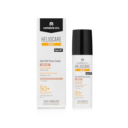 Cantabria Labs - Heliocare 360º Color Gel Oil-Free SPF 50+ - 50 ml - Beige - Fotomaquillaje Matificante - Piel Grasa con tendencia acnéica