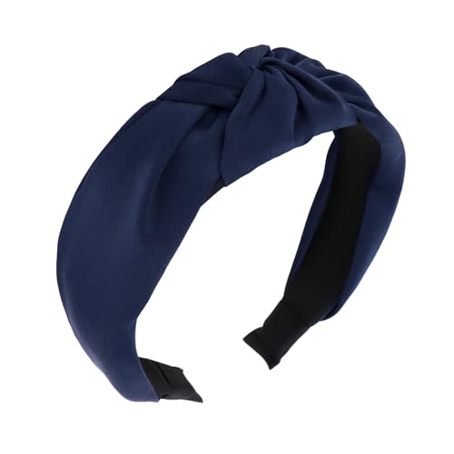 Esitrormi 1PC Knotted Headbands for Women Girls Wide Thick Headbands for Women Non Slip Soft Fashion Navy Blue Head Bands Holiday Everyday Hair Bands Cute Hair Accessories Women Girls Festival Gifts