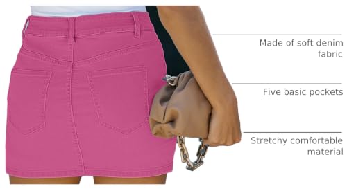 Image of luvamia Jean Skort Women High Waisted Stretchy Denim Mini Skirt Side Slit