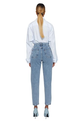 TRENDYOL Damen Gerade Mama Hohe Taille Jeans, Indigo, 36 EU