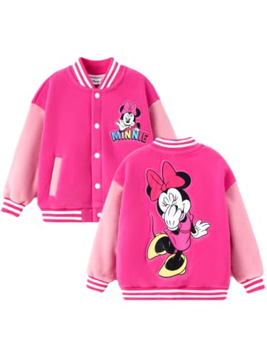 Disney Minnie Mouse Girls Fleece Jacket Varsity Bomber...