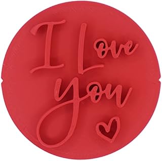 rhinogon I Love You Heart Valentines Day Cookie Stamp Fondant Embosser 6cm (2.36 inches) Made in the UK for Baking, Cooking, Fondant, Icing, Cupcake, Cookie, Cake, Biscuits, Decoration