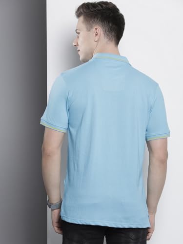 Image of The Indian Garage Co Men Slim Fit Solid Polo Neck Half Sleeves Tshirt