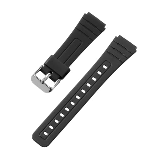 LYBELIRH 18mm ソフトシリコンウォッチストラップ CASIO F91W W-800H W800H SGW400 F91W F84 F105/108 A158/168 AE1200/1300対応 メンズ リストブレスレット(Black)