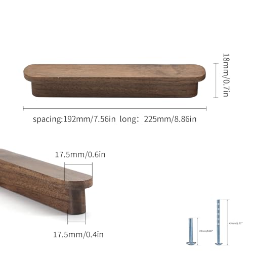 Tiradores de cocina de madera de nogal de 7 1/2" para un agarre cómodo y diseño duradero 3