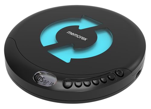 Memorex MX-DM80 Portable CD Player | Compact Disc Player with Anti-Shock Technology | LCD Display Stereo Earbuds Low Battery Indicator | CD/CD-R/RW Compatible for Personal Music