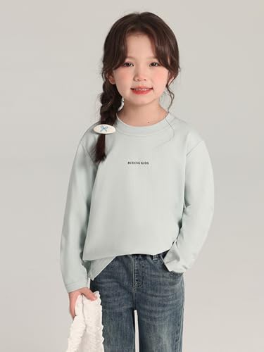 Image of 2026 Premium Girls Long Sleeve Crew Neck T-Shirt, Cotton Blend, Buding Kids Print, Casual Style