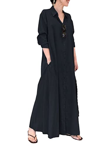 Robe d'été en coton anti-transpirante style décontracté noir L