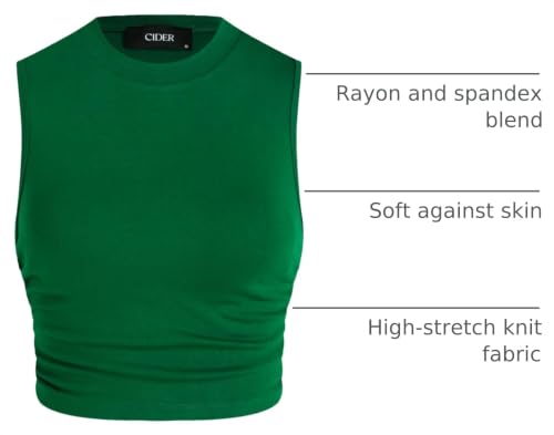 Image of CIDER Womens Tank Tops Sleeveless High Neck Ruched Crop Tops Going Out Casual Basic Ribbed Shirt Summer Fashion Clothing