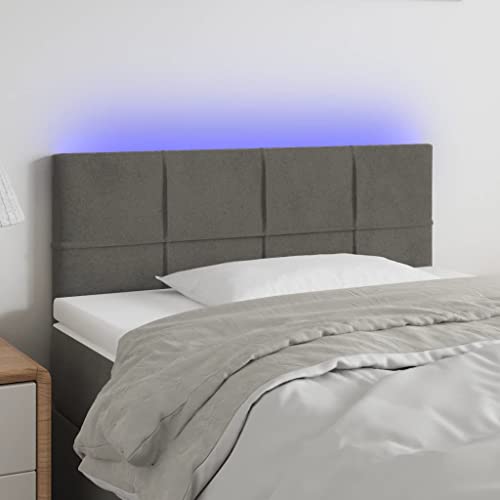 Frdhee Cabecero independiente con luz LED, color gris oscuro, 90 x 5 x 78/88 cm, terciopelo, para diferentes marcos de cama