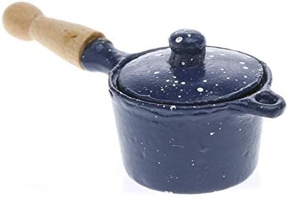 Sartén esmaltada moteada azul en miniatura Juego de 6