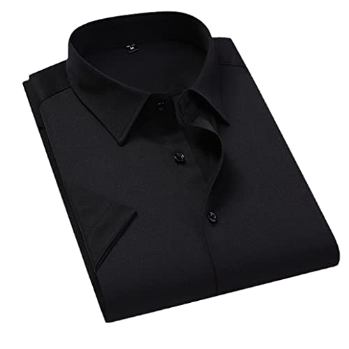 Chemise d'été homme manche courte grande taille couleur unie noir