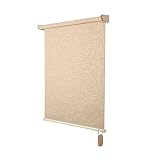 GUOWEI Chinese Style Light Filtering Roller Shade, Imitation Linen Fabric Decorative Blinds, Used fo