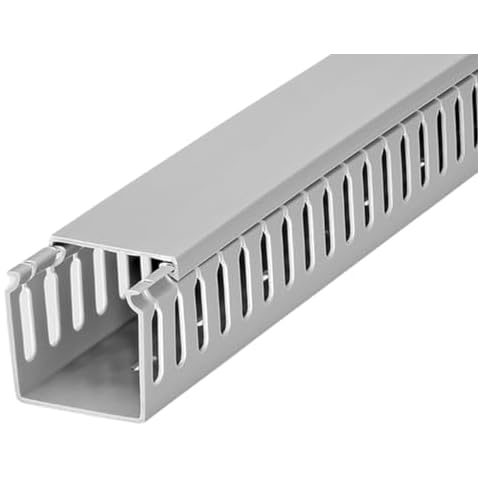 Kable Kontrol Wire Duct Open Slot Cable Raceway - 3” Width x 2” Height - 6.5 feet Long - 8 Pcs/Pack – Gray – PVC Wiring Trough Wire Cover Cord Hider for Under Desk Industrial Cable Management Cover