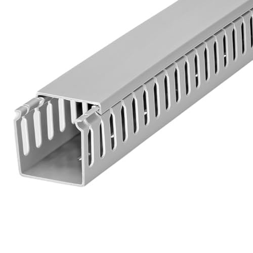 Kable Kontrol Wire Duct Open Slot Cable Raceway - 1.3 Width x 1.3 Height - 6.5 feet Long - 12 Pcs/Pack Gray PVC Wiring Trough Wire Cover Cord Hider for Under Desk Industrial Cable Management