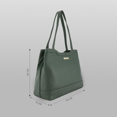 Image of Caprese Kai Tote Large Shoulder Bag for Women | Solid Pattern | Faux Leather | Zipper Closure | Spacious Office & Travel Tote | Stylish Work Bag | Elegant Handbag for Daily Use