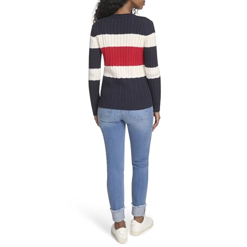 Image of Tommy Hilfiger Women's Cotton Crewneck Cable Sweater